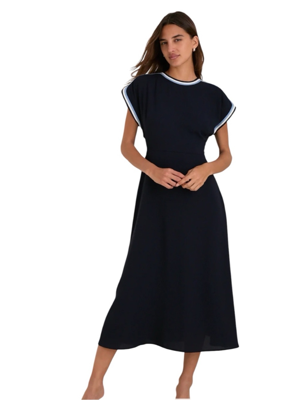 NEW Tuckernuck Sandrine Midi dress. Navy Crepe. S. NWT